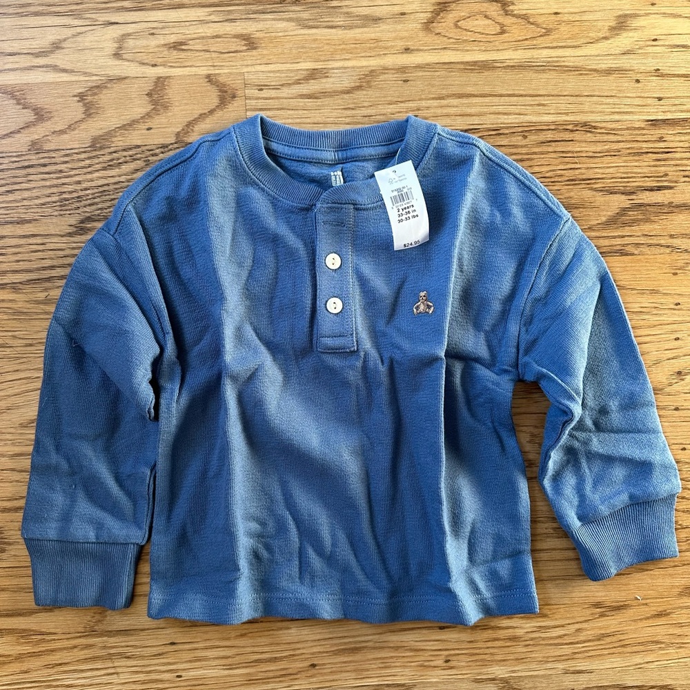 NWT Baby Gap Toddler Boys Blue Henley Shirt